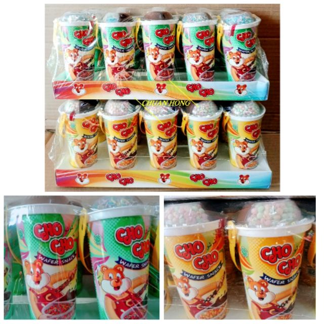 10 Pcs Cho Cho Wafer Snack Chocolate Strawberry Cheese Vanilla Rice Cookies & Cream with Dip
