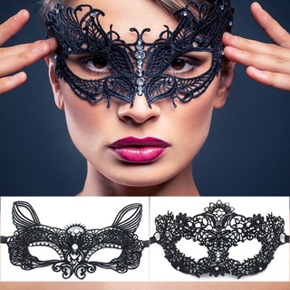 Black Masquerade Ball Mask Flower Prom Wedding Halloween Cosplay Mask by