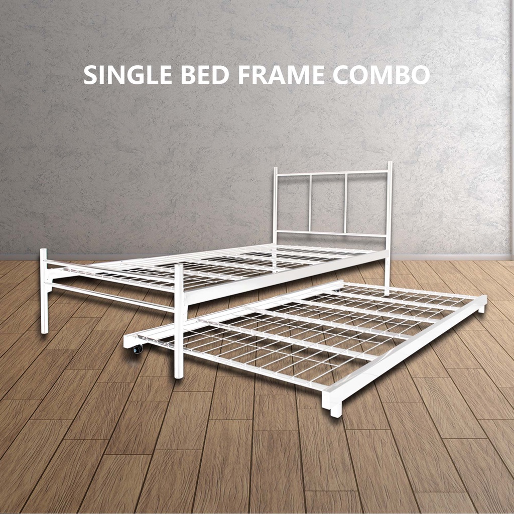 EE HOME Set Single Bed Frame Single Pull Out Bed Katil Besi Bujang ...