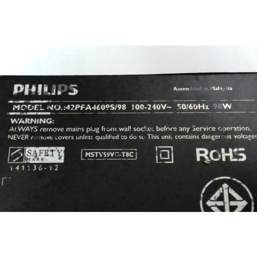 Philips 42PFA4609S/98 (FULL SET TV JUAL) Mainboard, LVDS, Speaker. Used