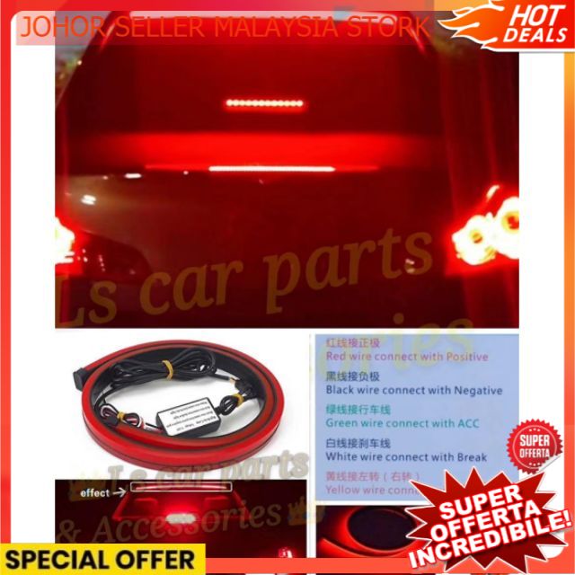 rear Roof Spoiler Lamp Led Brake Light Third Universal Trunk Strip ...