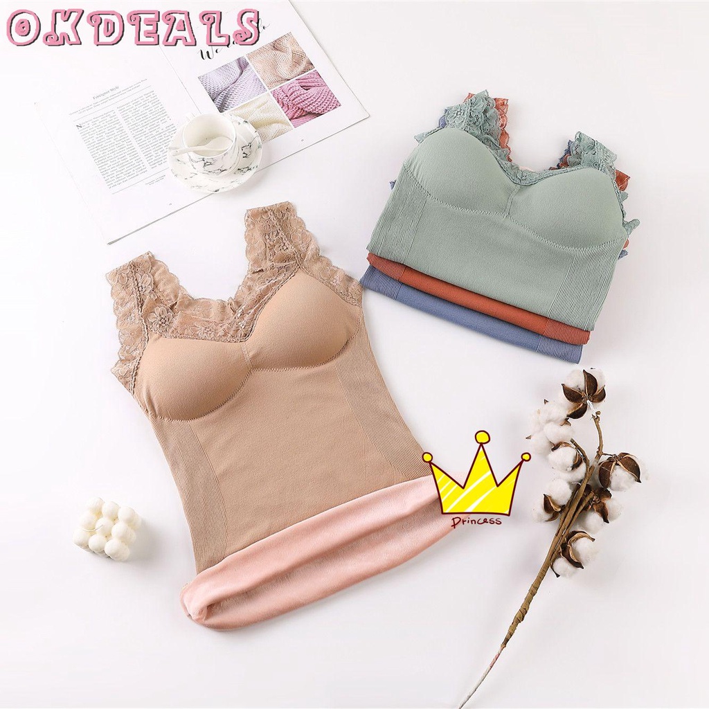OKDEALS Plus Size Underwear Warm Vest Underwear With Chest Pad Women