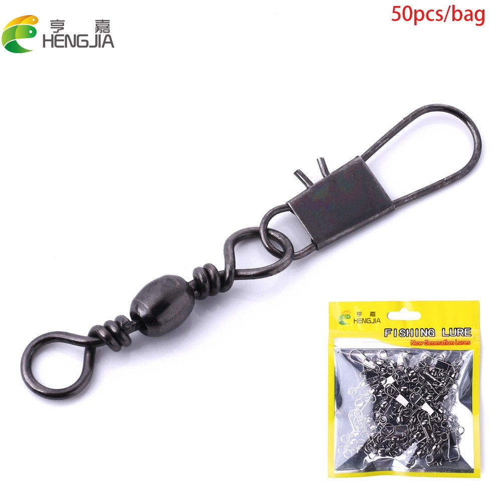 HENGJIA 50pcs Outdoor Sports Fishing Connector Snap Pin Bearing Rolling  Swivel Stainless Steel Fishing Accessories