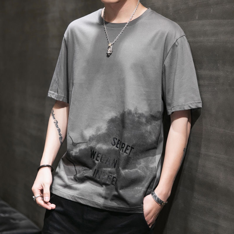 Summer short sleeve Korean fashion tshirt men's loose version couple's