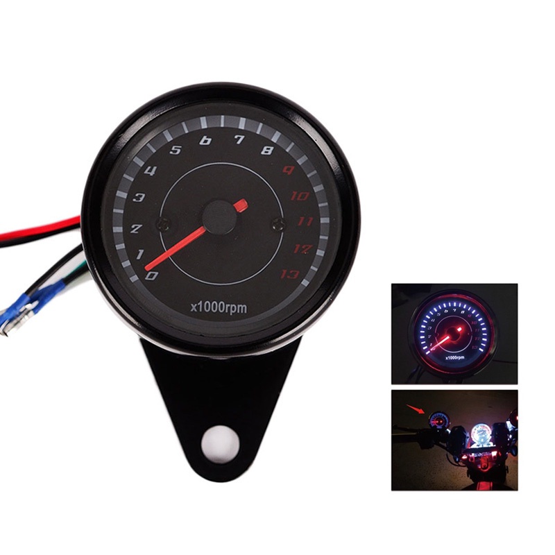 MOTORCYCLE RPM METER 12V TACHOMETER METER LED BACKLIGHT 13K RPM SHIFT