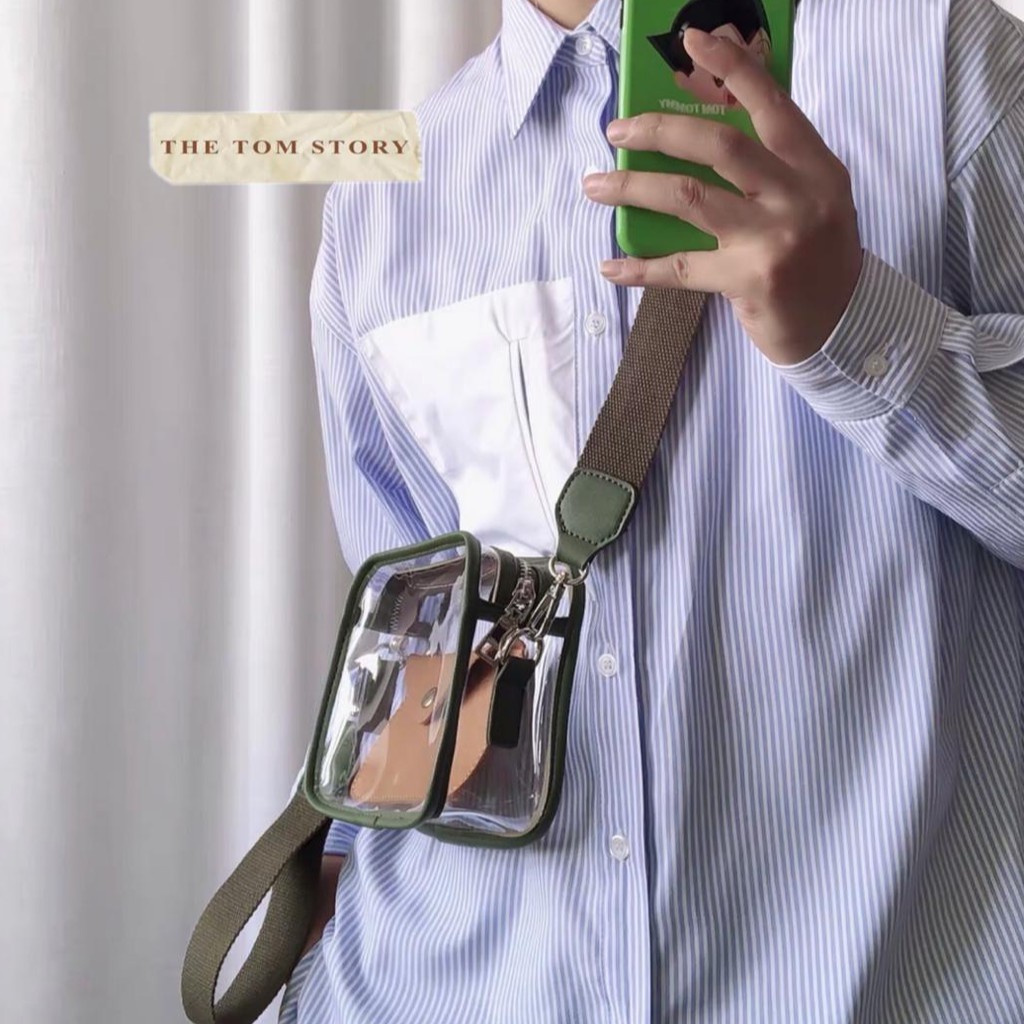 KAF hit color PVC transparent small shoulder bag Korea simple chest bag ...