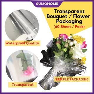 Set of 10 Transparent Plastic Bag for Bouquet Packaging