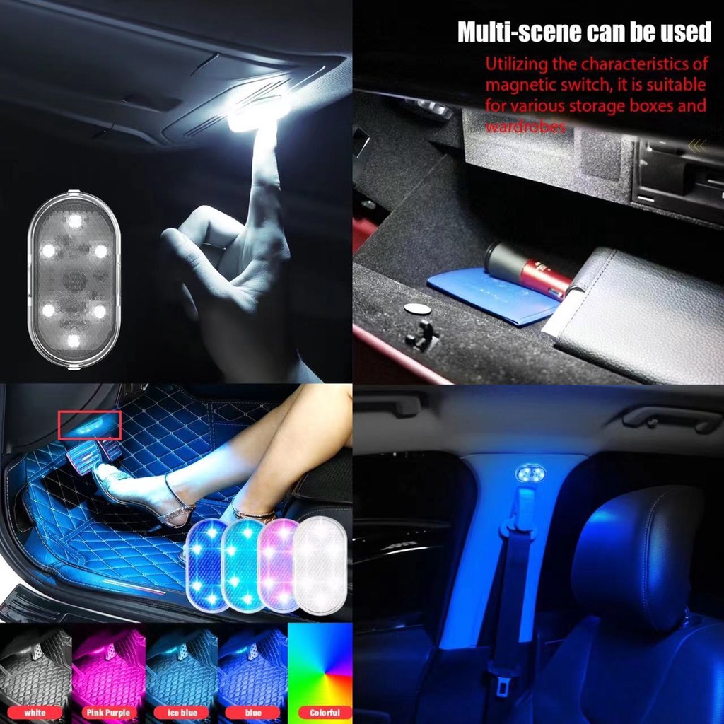1PCS Mini Car Led Touch Light Wireless Car Interior Roof Ceiling ...