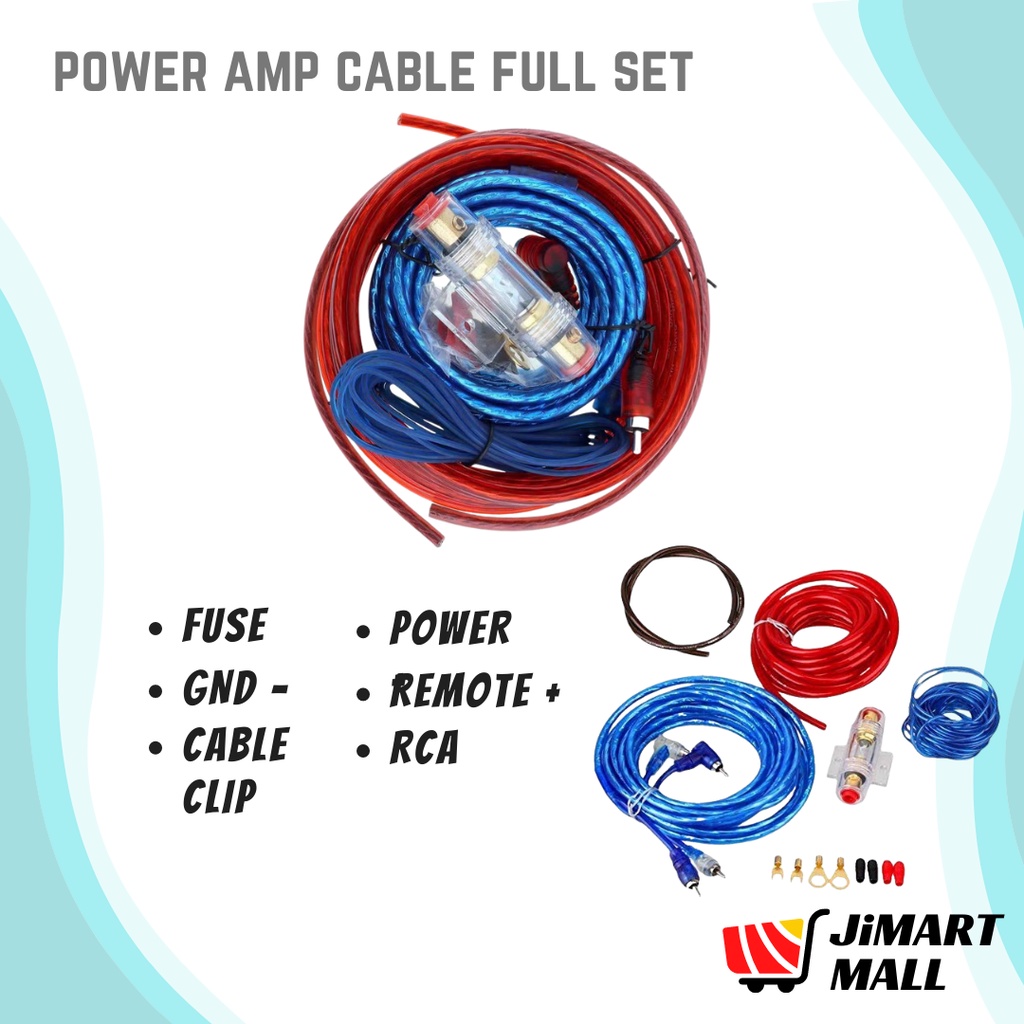 POWER AMP CABLE FULL SET Subwoofer Amplifier Wiring Fuse Holder Wire Install Kit Wayar Audio