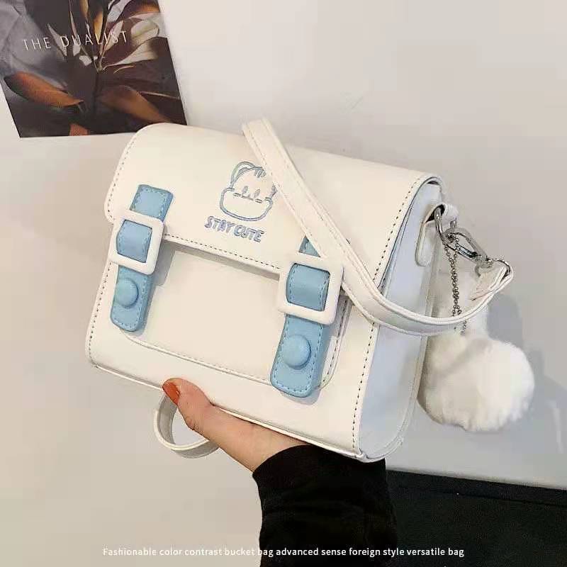 Pikadingnis Woman Simulation Bag New Fashion Korean Style Hit Color Small Square Bags Trendy Temperament Female Bags Shoulder Messenger Bag, Adult