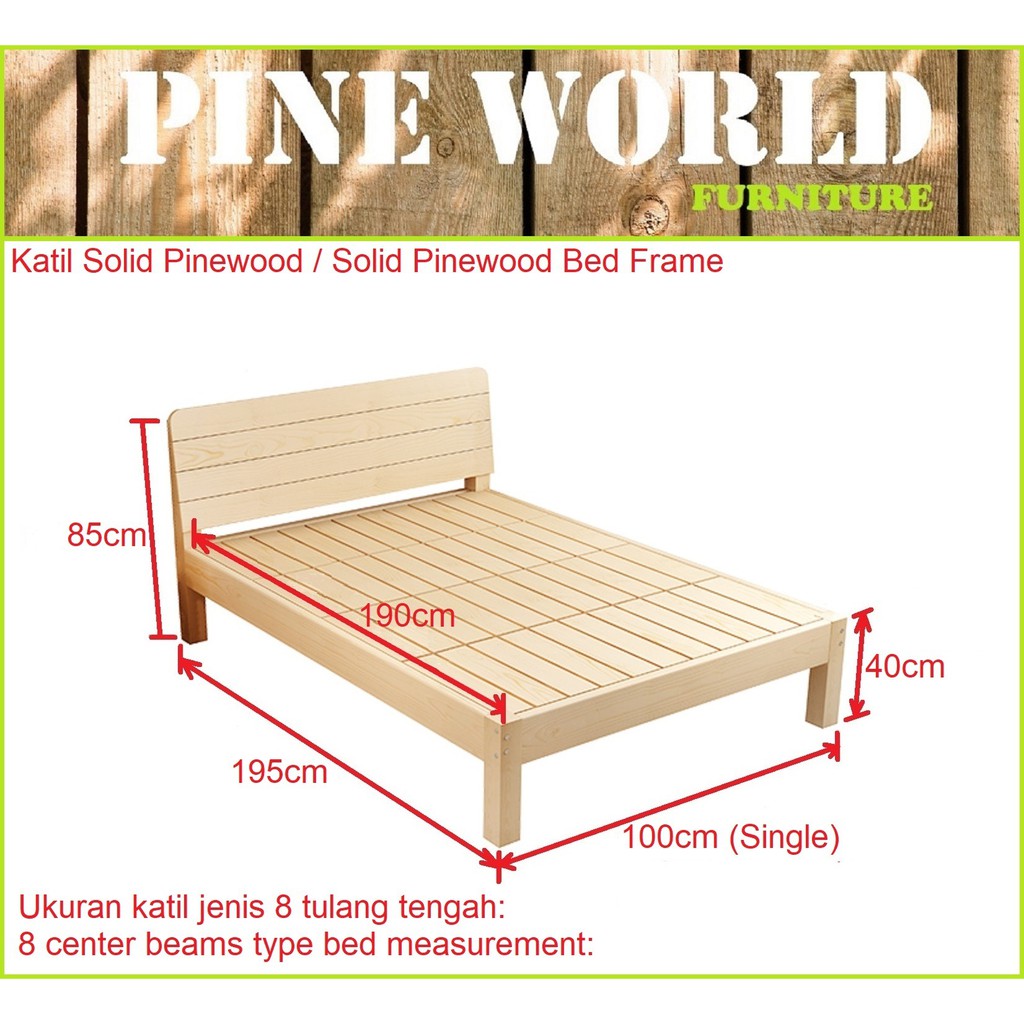 READY STOCK PINE WORLD FURNITURE Single Solid Pinewood Bed Frame 40cm Katil Single Solid Pinewood 40cm Shopee Malaysia