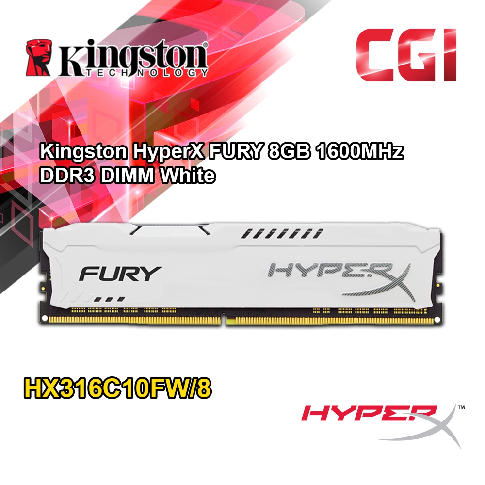 Kingston HyperX FURY 8GB 1600MHz DDR3 DIMM White HX316C10FW 8