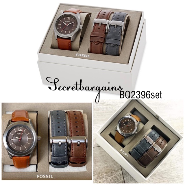 Fossil Editor Three Hand Interchangeable Strap Box Set BQ2396SET