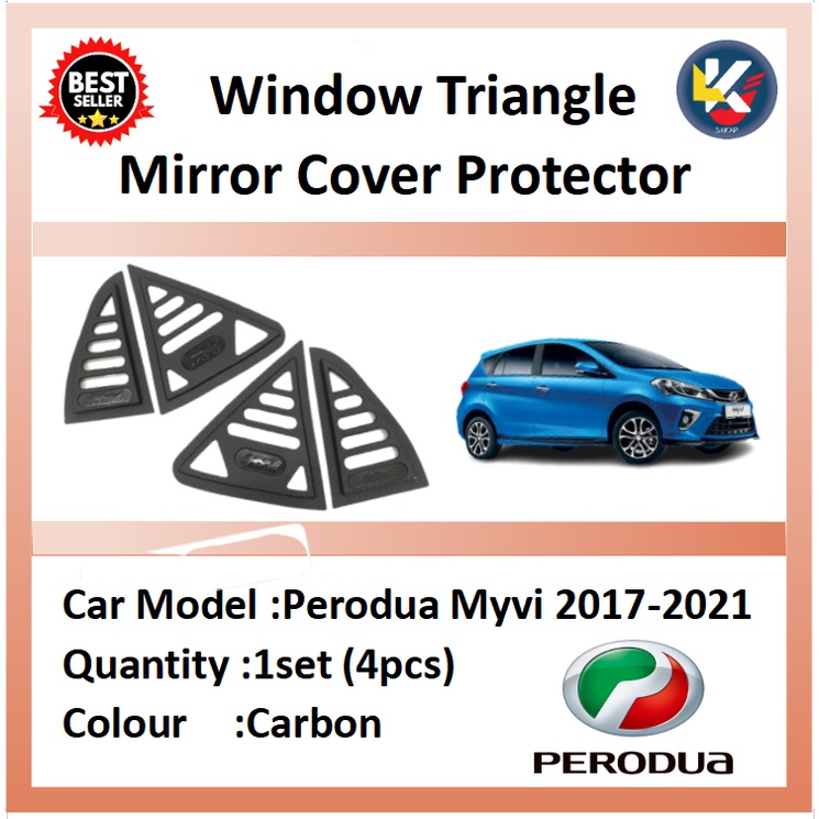 Perodua Myvi 2017-2021 Shark Sporty Louver Triangle Window Cover Carbon ...