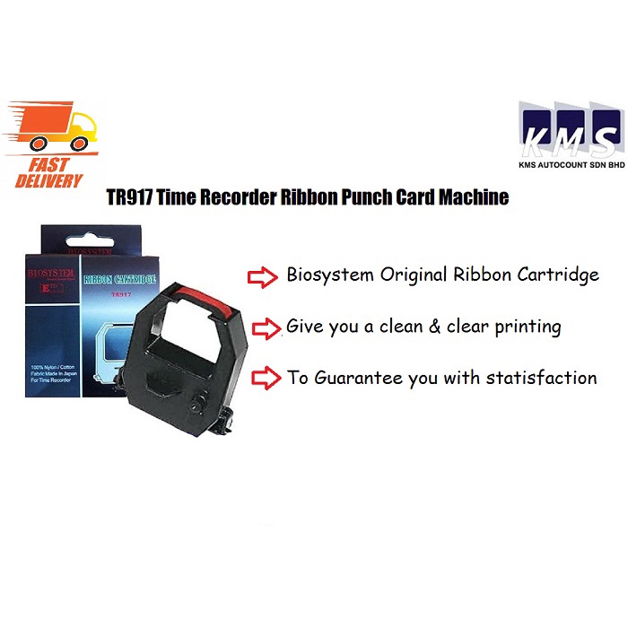 Biosystem TR917 Time Recorder Ribbon Punch Card Machine Time Clock
