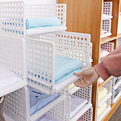 Wardrobe Storage Plastic Drawer Organizer Stackable Shelf Baskets Cloth ...