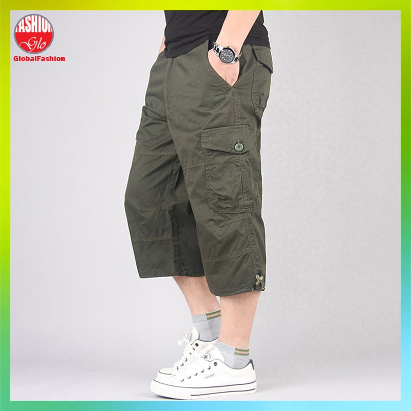 Cargo Pants Men Straight Cut Seluar Kargo Lelaki 6 poket Knee Length 3  quarter Pants Men 5XL 4XL 3XL Short Pants Men