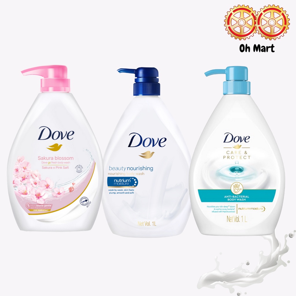 Dove Body Wash Nutrium Moisture/ Sakura Blossom/Care&Protect -1 L ...