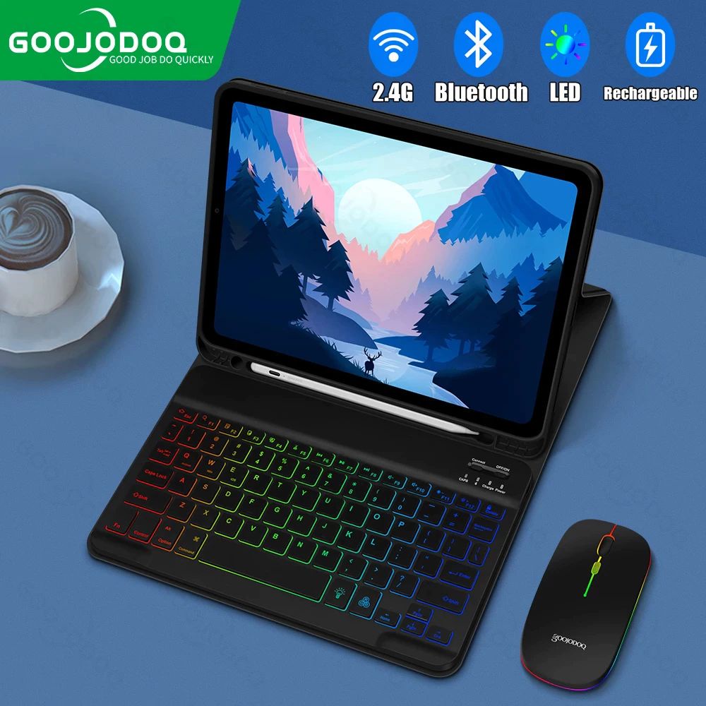 NEW GIFT】GOOJODOQ Case bluetooth Keyboard and Mouse Set case for