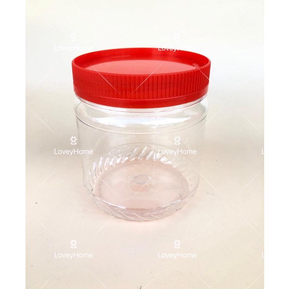 [WholeSale] New year Cookie Jar Plastic Bottle Container Pet Jar Red Cap Balang Kuih Raya Bekas Rempah Kotak Plastik 年饼罐