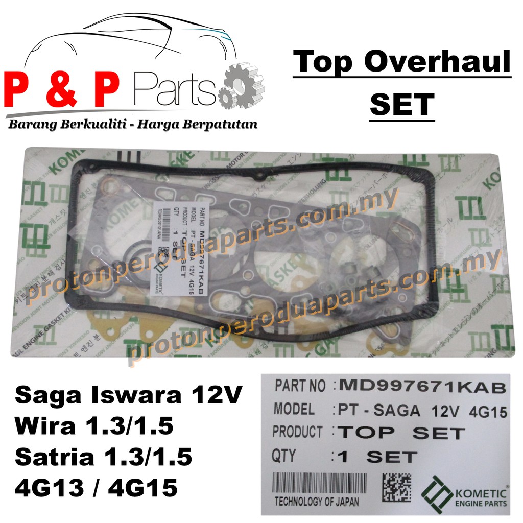 Top Set Gasket Overhaul Engine Proton Saga Iswara Wira Satria 12V 1.3