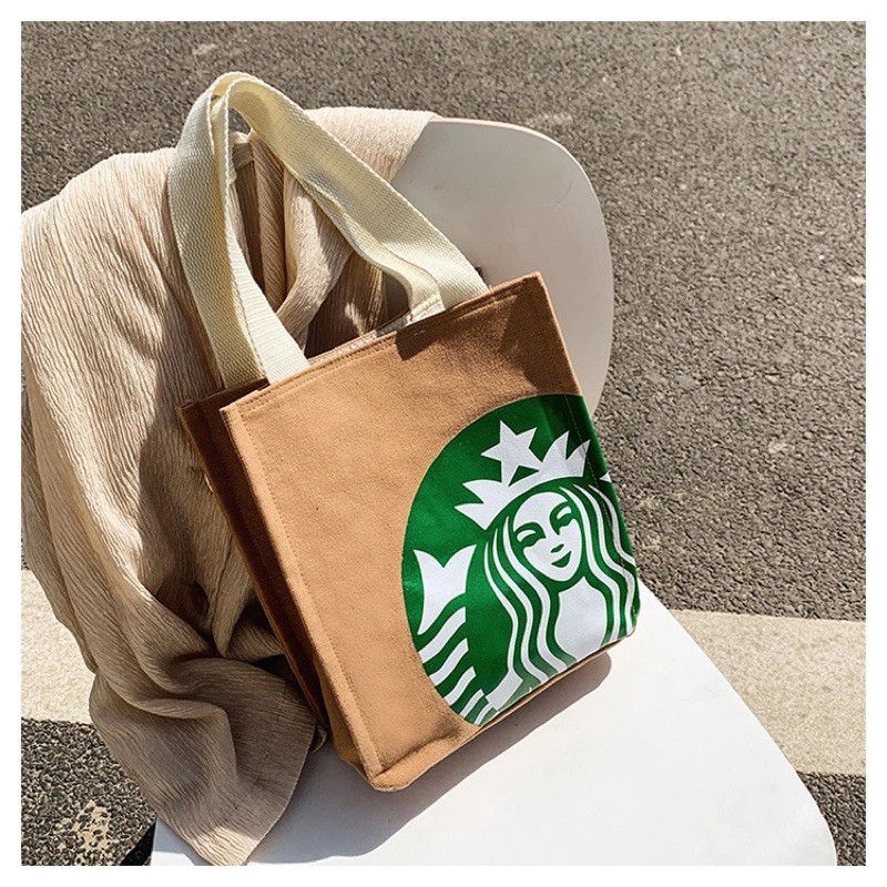 Starbucks Bag Brown Black Starbucks Canvas Bag Tote Bag Ready