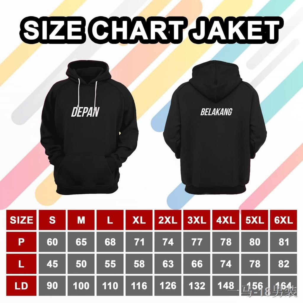 Size chart jaket outlet hoodie