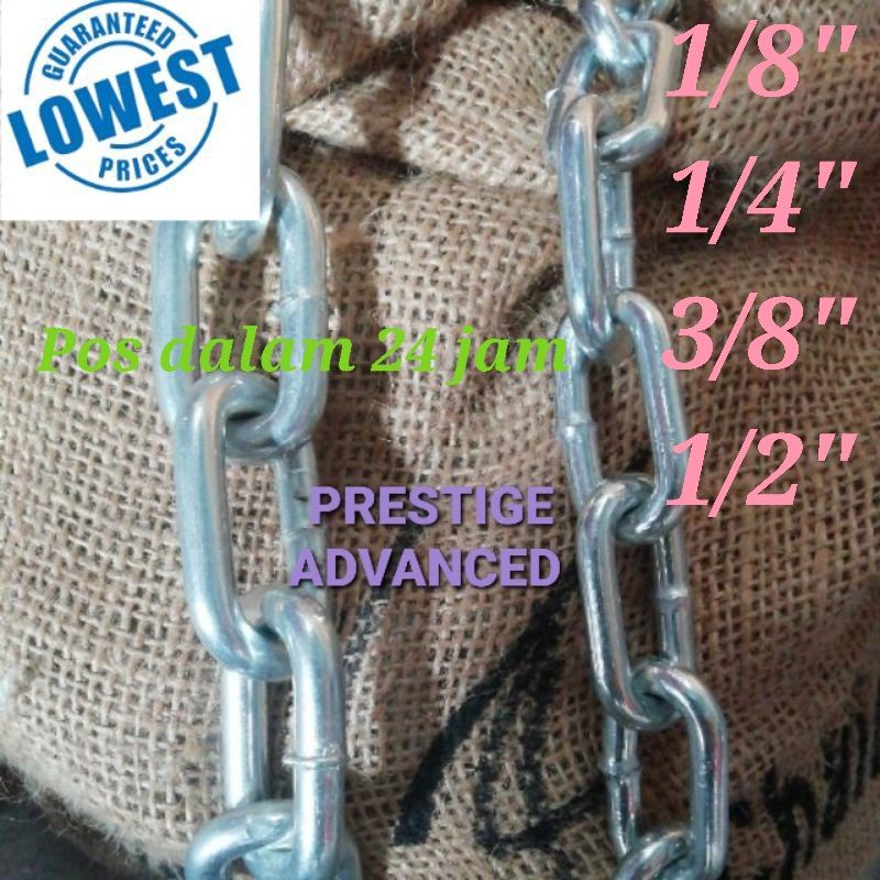 ☀️ Stock clearance ☀️ Galvanized Iron Link Chain Rantai Besi 铁链 1/8 ...
