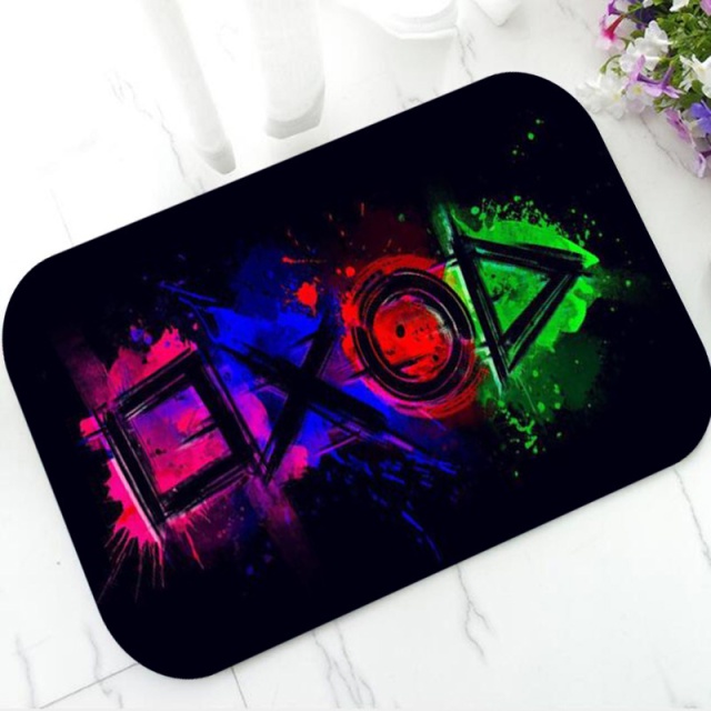 Cool Black Playstation Controller Buttons Gaming Doormat Video