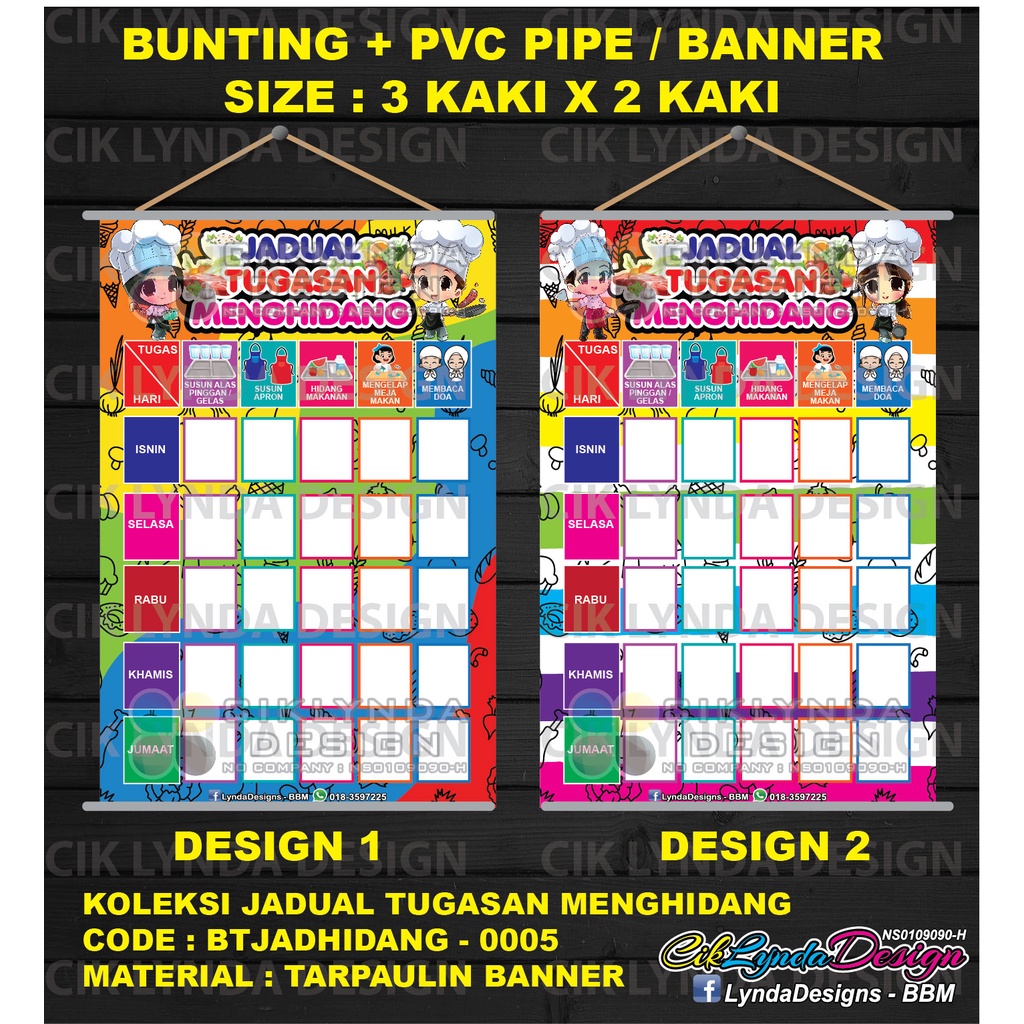 Pre Order Bunting Pvc Pipe Jadual Tugasan Menghidang Shopee