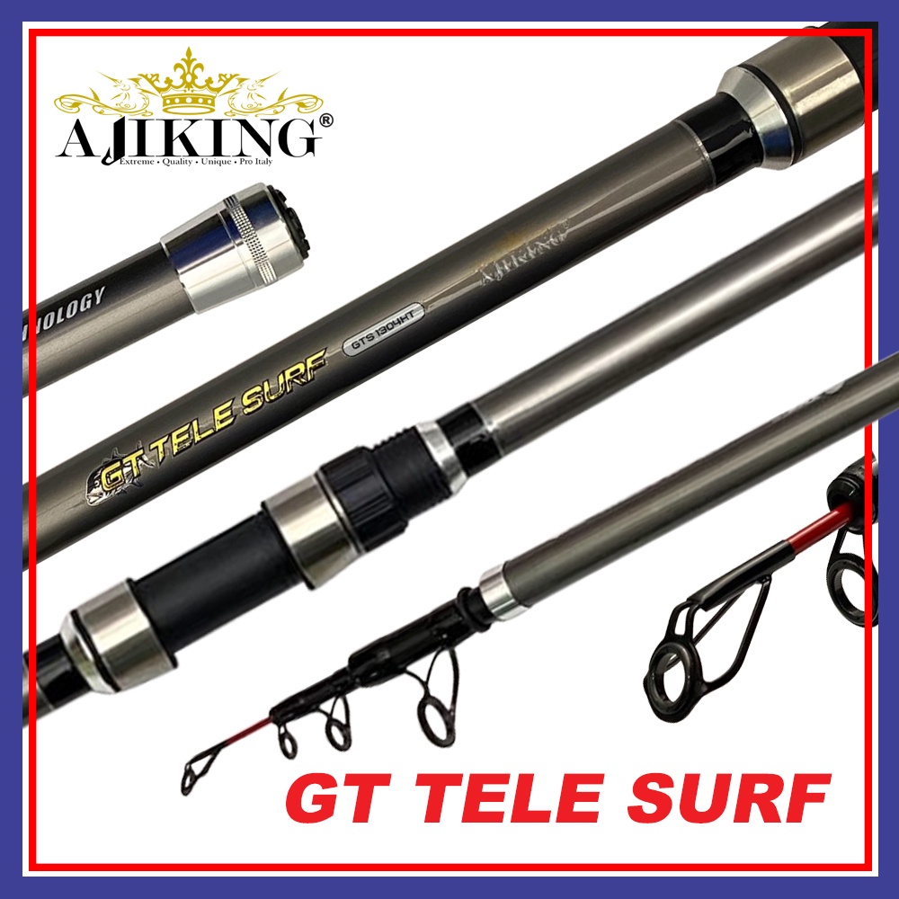 18.2kg - 22.7kg Max drag Ajiking GT Tele Surf Portable Telescopic Fishing  Rod Surf Pantai (13'0-15'0 ft)