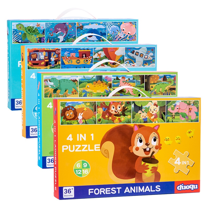 4in1 Children PUZZLE JIGSAW There Are 4 Pictures In 1 Box Leveled ...