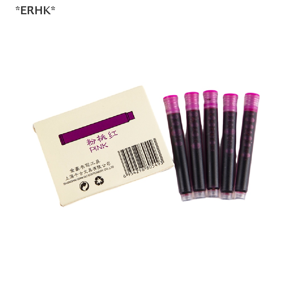 ERHK> 5Pcs Color Ink Cartridge Fountain Pen Ink Cartridges Refills 10