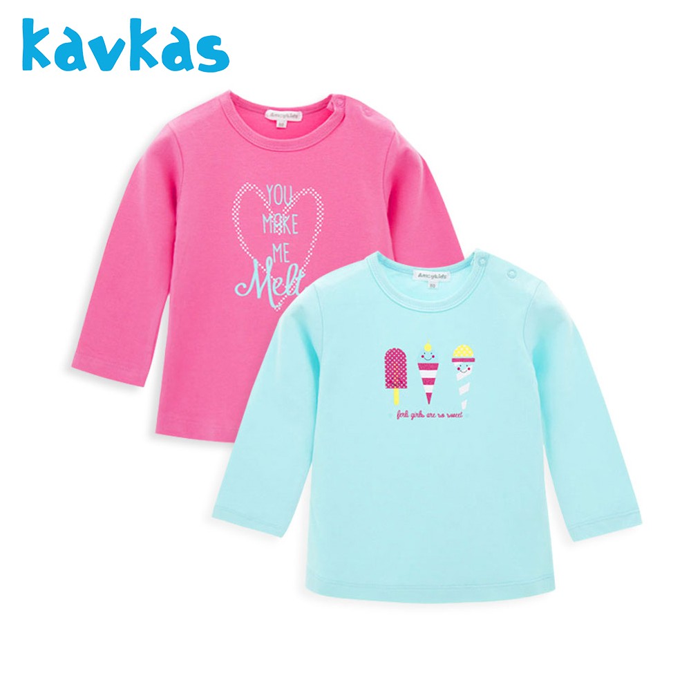 Kavkas Autumn Long Sleeve Girl Clothes Cute Print Kids Girl Shirts