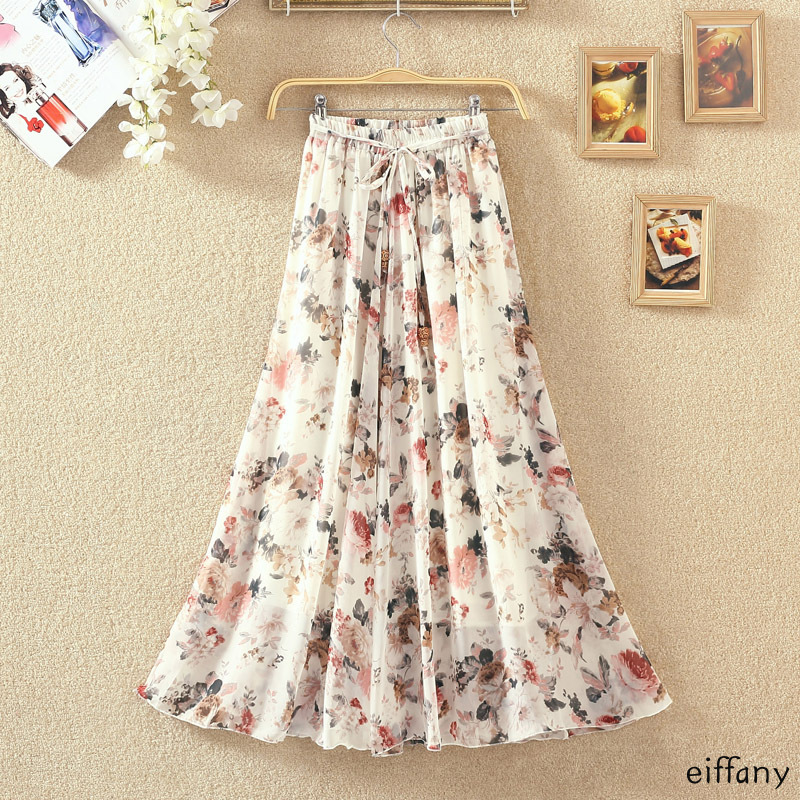 Skirt kembang chiffon floral skirt labuh skirt palas skrit woman long ...