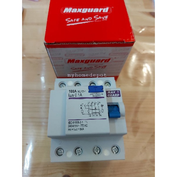 Maxguard 100A 4P 100mA ELCB / RCCB | Shopee Malaysia