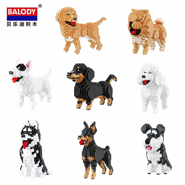 Assembly Mini Blocks Toys Animal Model Corgi Dog Dachshund Diamond ...