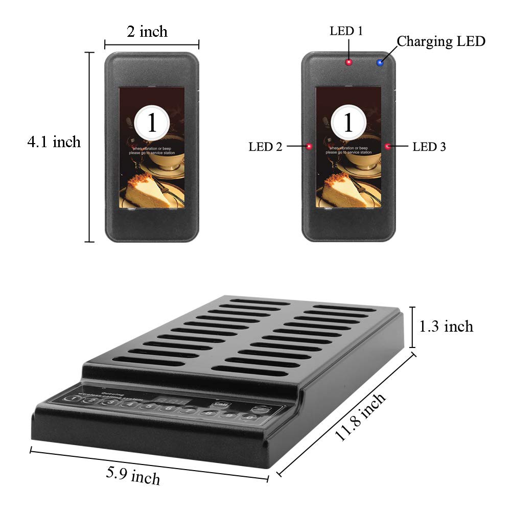 20 Coaster Pager+999-Channel Caller Queue Wireless Calling System for ...