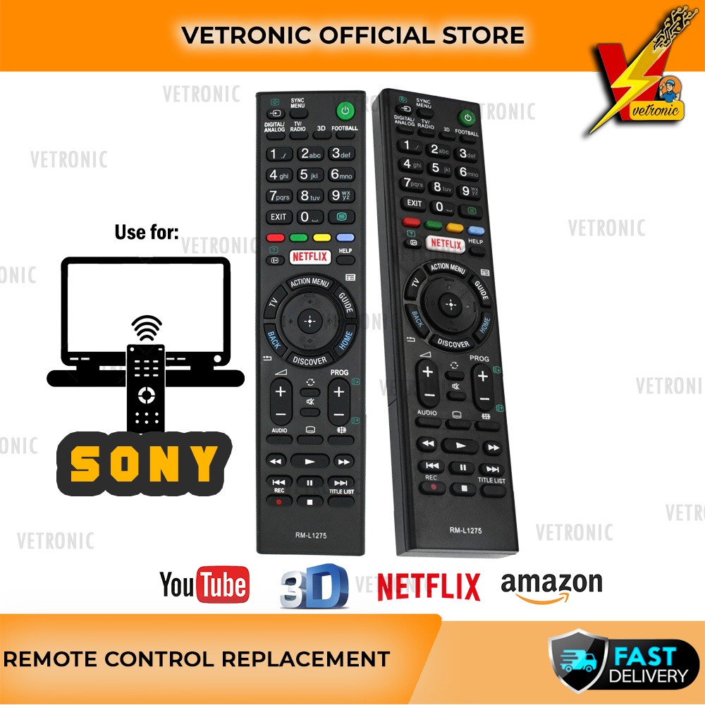 Sony Bravia Led Lcd Smart Tv Remote Control Rm-1275  1370v With Youtube 