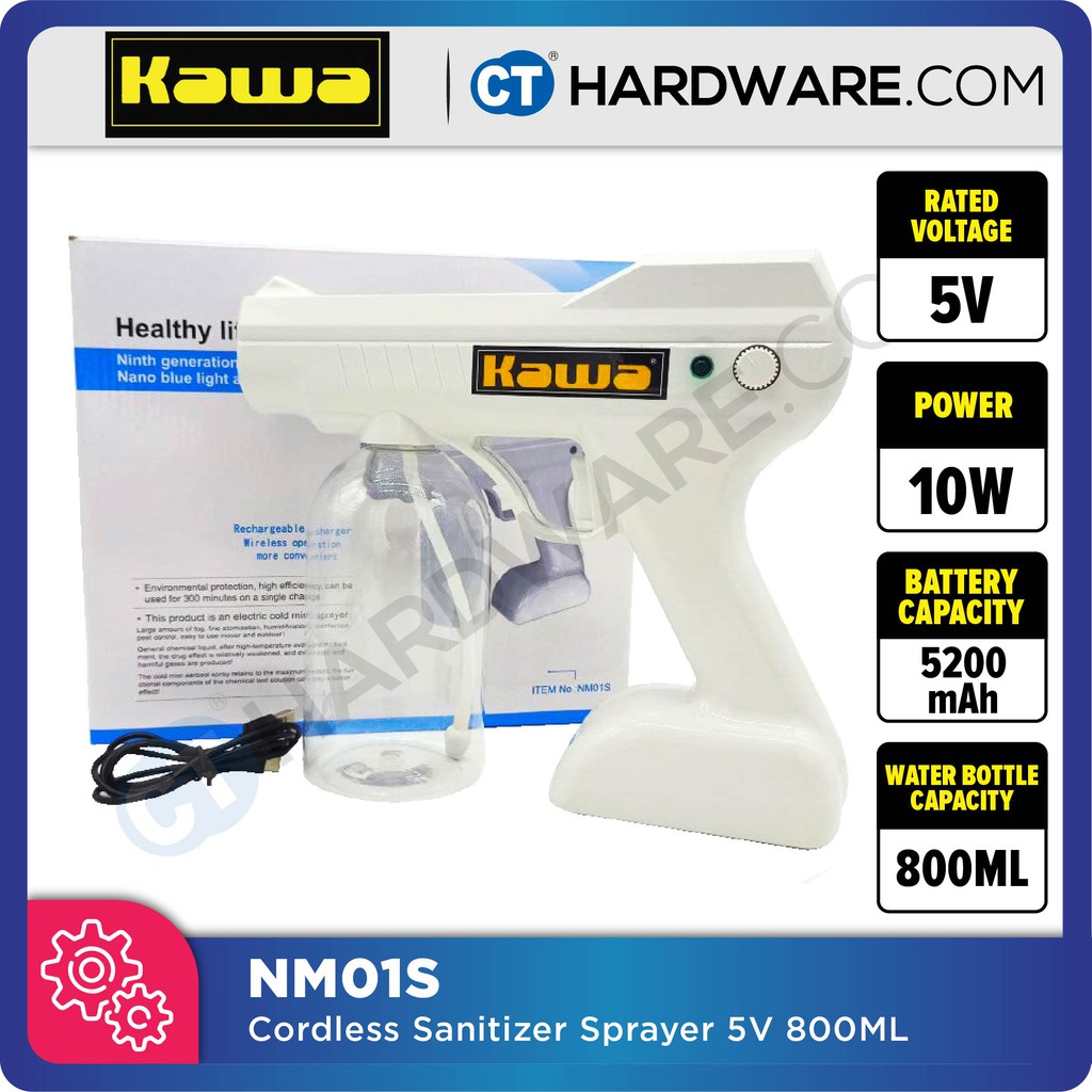KAWA NM01S CORDLESS SANITIZER SPRAYER NANO BLUE LIGHT ATOMIZER 5V | 10W ...