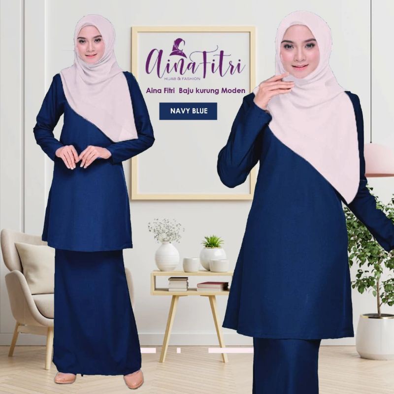 Baju Kurung Moden Simple. Aina Fitri Collection. Ready Stock Ironless ...