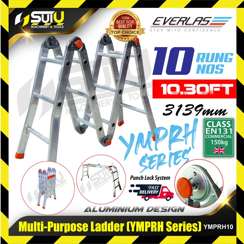 EVERLAS YMPRH10 10 Rung 3139MM Aluminium Multi Purpose Ladder / Tangga ...
