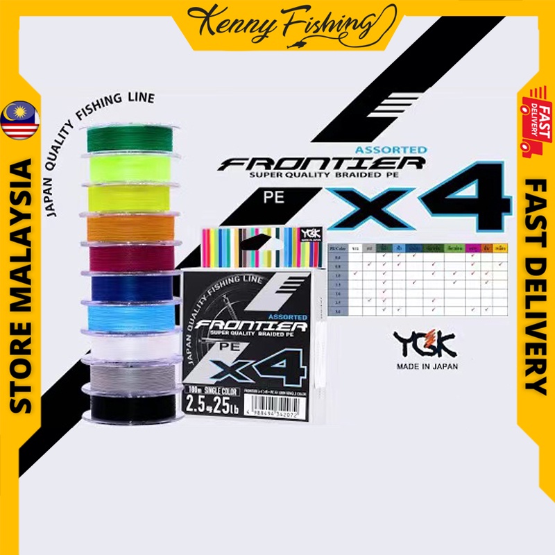 YGK (MADE IN JAPAN) ASSORTED FRONTIER PE X4 JAPAN QUALITY FISHING LINE