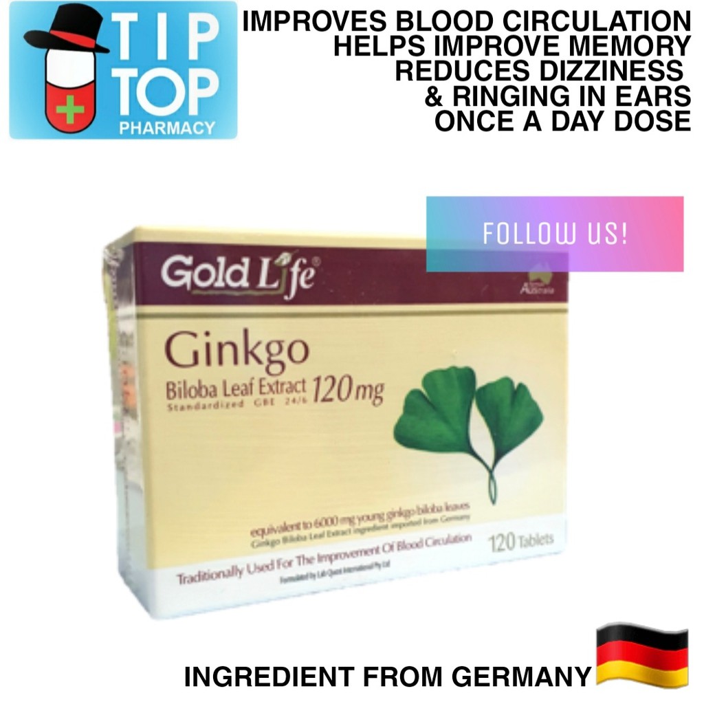 Gold Life Ginkgo Biloba Leaf Extract 120mg Tablets 30's/120's