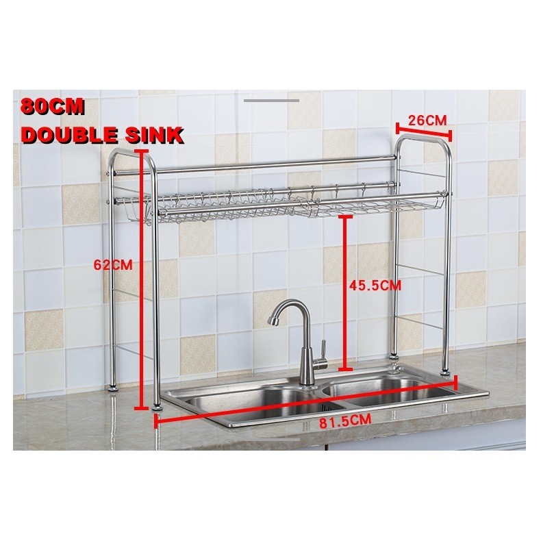 Stainless Steel Draining Single & Double Sink Dish Rack Drainer Storage ...