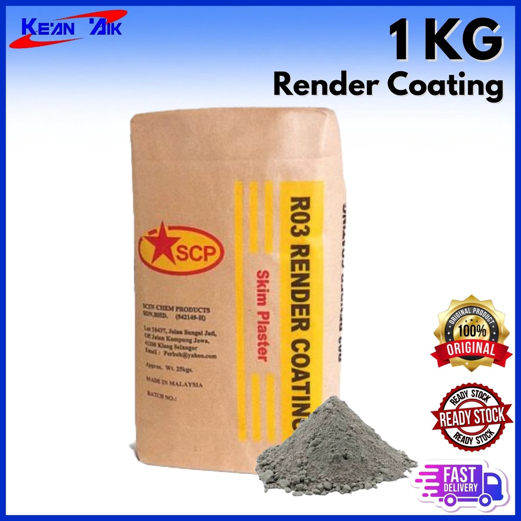 1KG Repacked Render Coating/ Cement Render/ Cement 3 in 1/ Simen Render ...