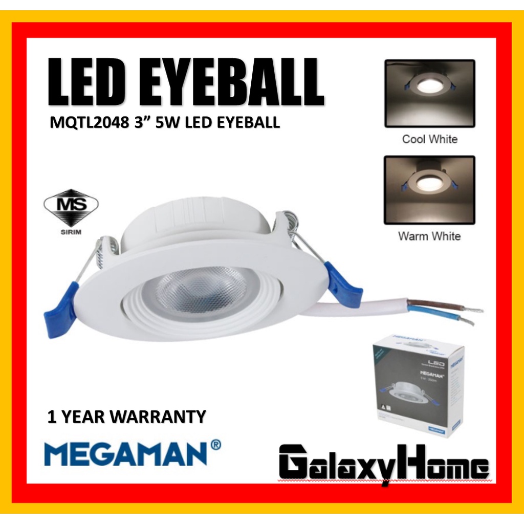 [SIRIM] MEGAMAN LED Eyeball Downlight 5W 7W Super Bright Energy Saving