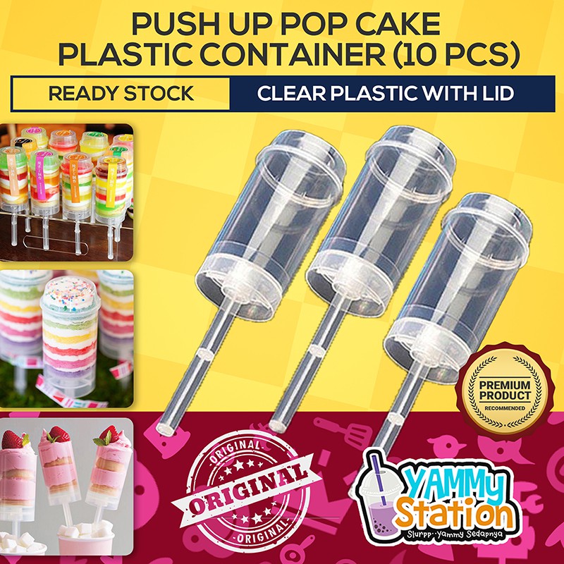 [READY STOCK] Round Push Up Pop Cake Plastic Container (10 Pcs ...