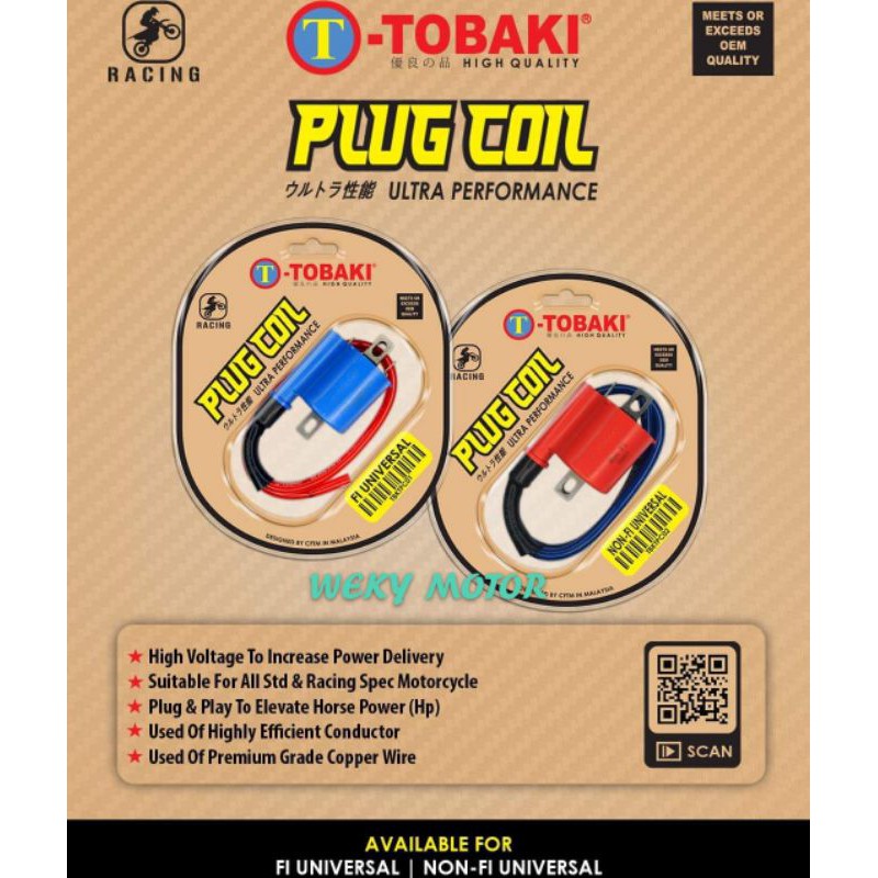 TOBAKI RACING COIL PLUG UNIVERSAL Y125Z SRL110 SRL115 LC135 RS150 Y15