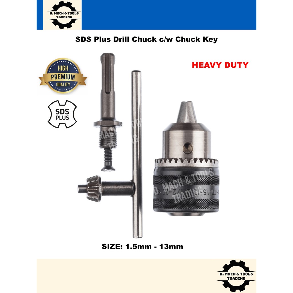 SDS Plus 1.5 13mm Drill Chuck Adaptor Converter Head Set with Chuck Key for Bosch Makita GBH Drill Kepala Gerudi Shopee Malaysia